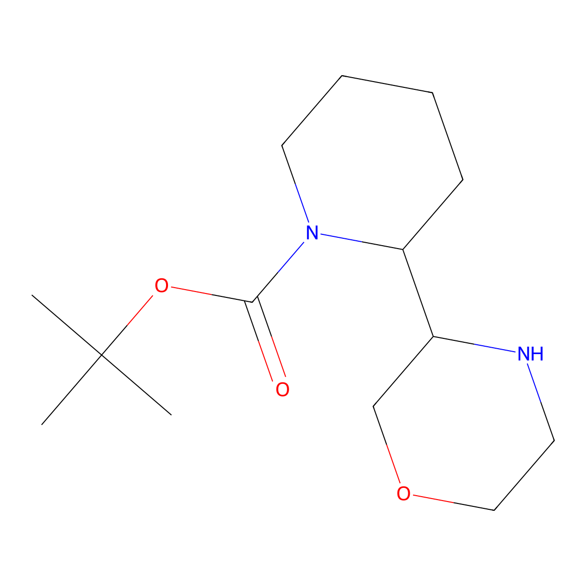 Tert-butyl 2-morpholin-3-ylpiperidine-1-carboxylate molecular structure, CAS 1367705-87-0