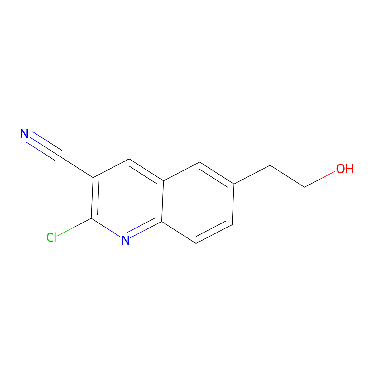 2-Chloro-6-(2-hydroxyethyl)quinoline-3-carbonitrile molecular structure, CAS 1367706-48-6