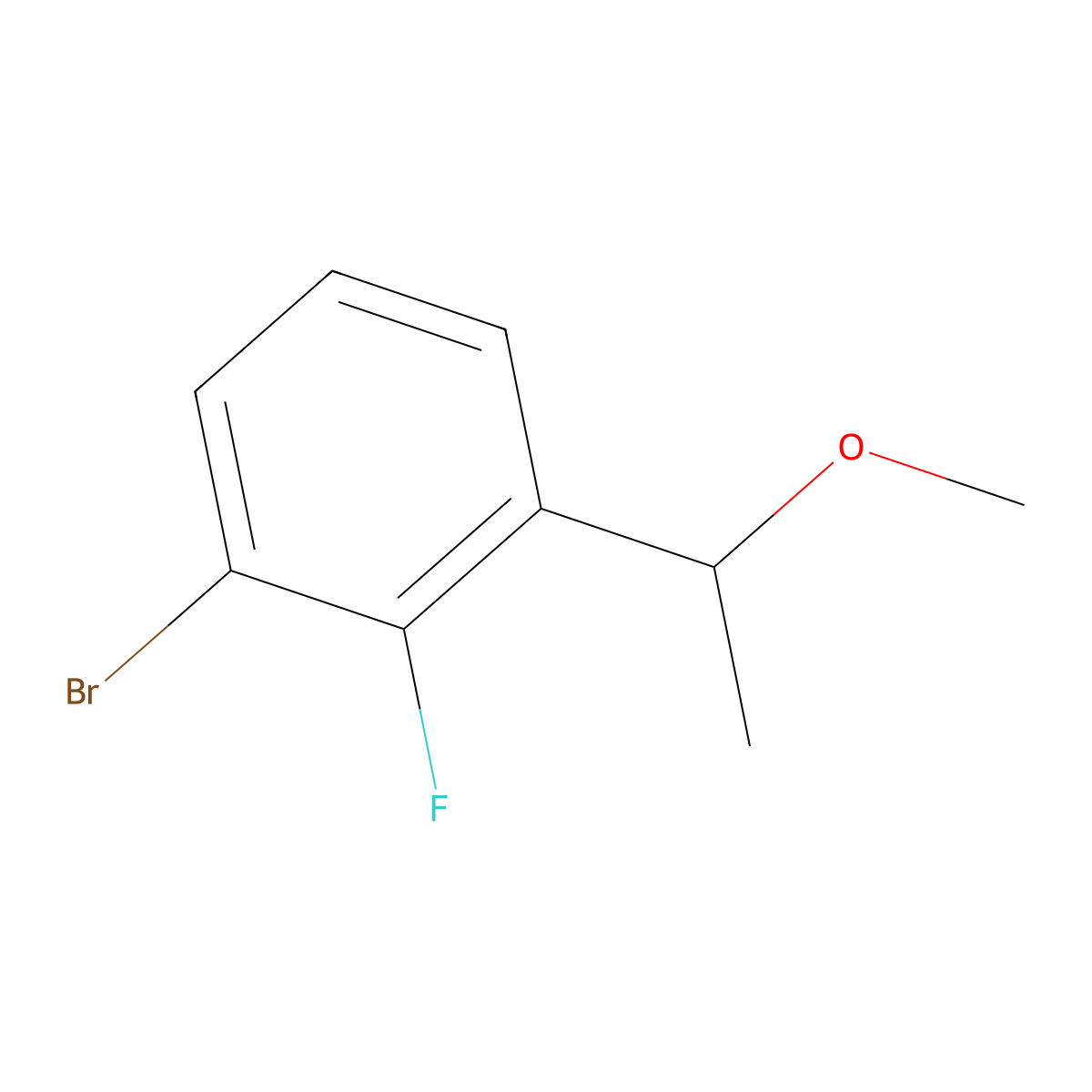 1-Bromo-2-fluoro-3-(1-methoxyethyl)benzene molecular structure, CAS 1367707-15-0