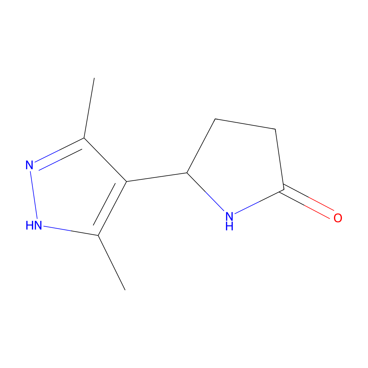 5-(3,5-dimethyl-1H-pyrazol-4-yl)pyrrolidin-2-one molecular structure, CAS 1367709-65-6
