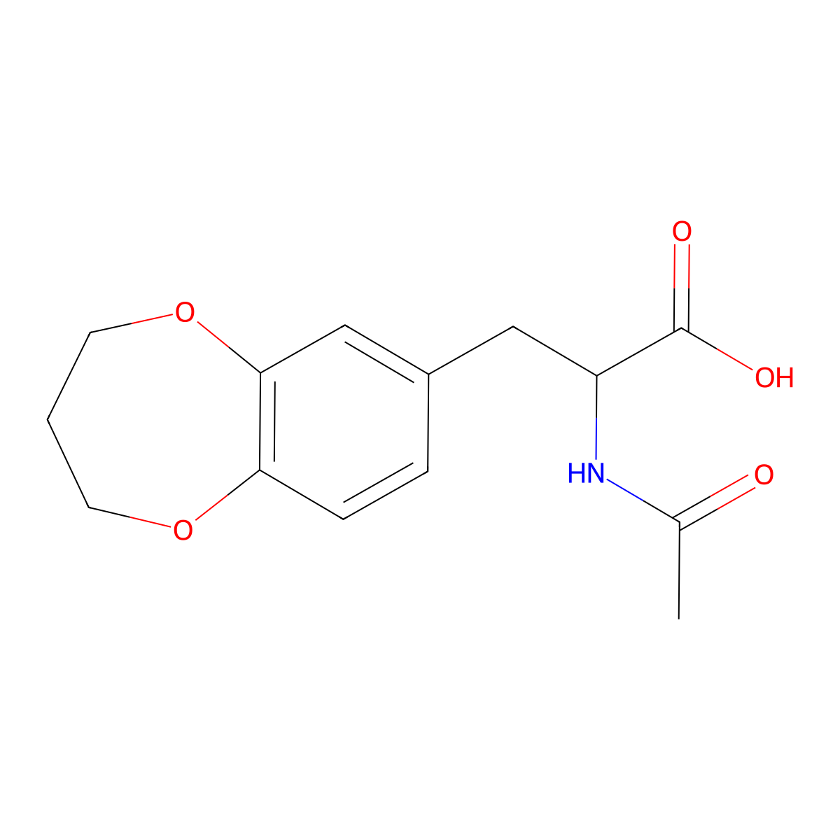 3-(3,4-dihydro-2H-1,5-benzodioxepin-7-yl)-2-acetamidopropanoic acid molecular structure, CAS 1367727-85-2