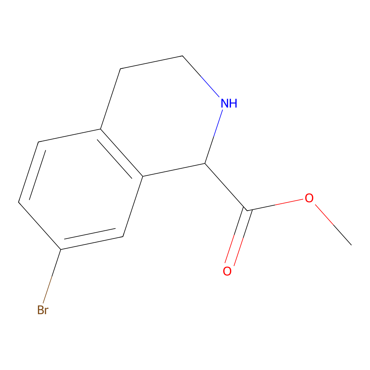 Methyl 7-bromo-1,2,3,4-tetrahydroisoquinoline-1-carboxylate molecular structure, CAS 1367734-76-6