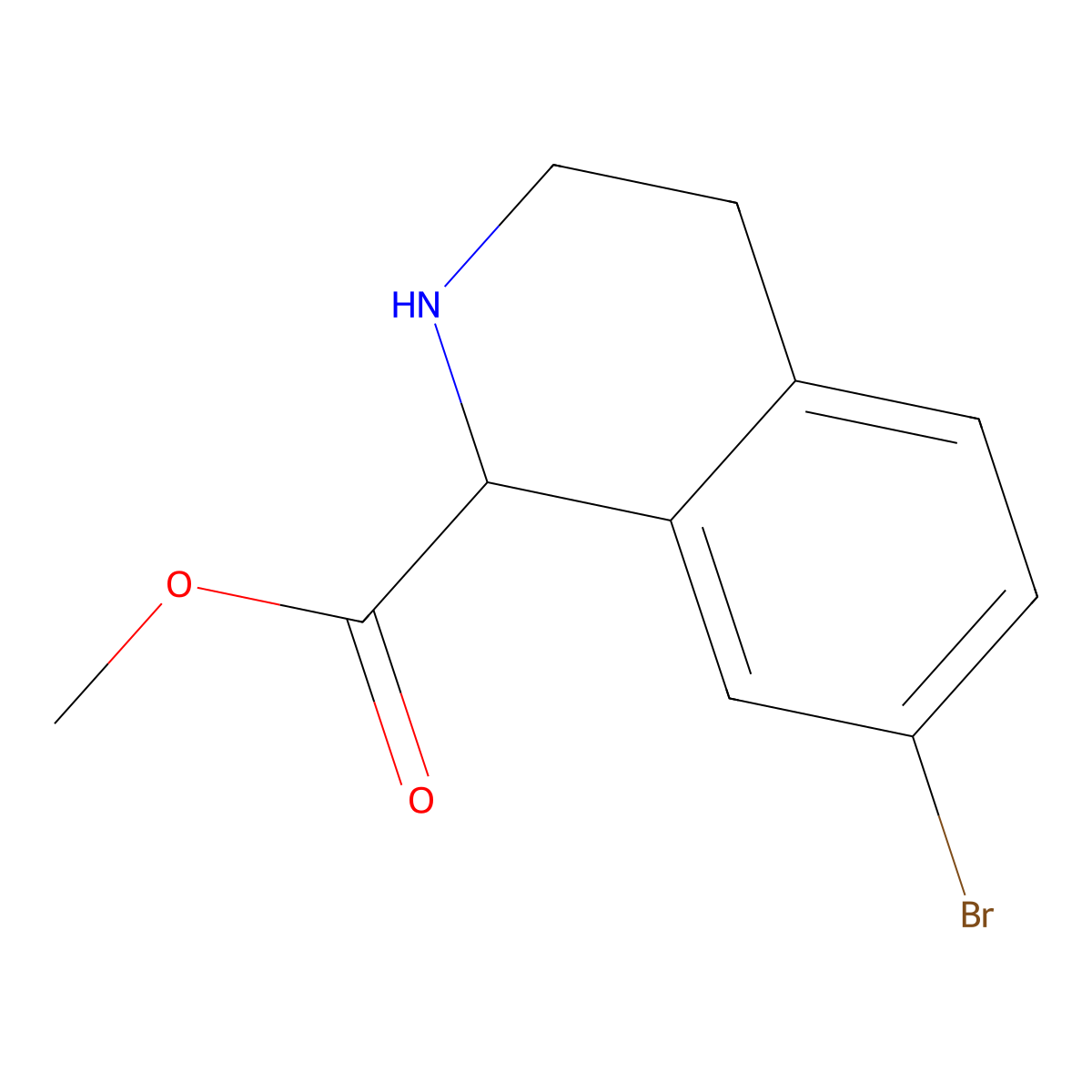 Methyl 7-bromo-1,2,3,4-tetrahydroisoquinoline-1-carboxylate molecular structure, CAS 1367734-76-6