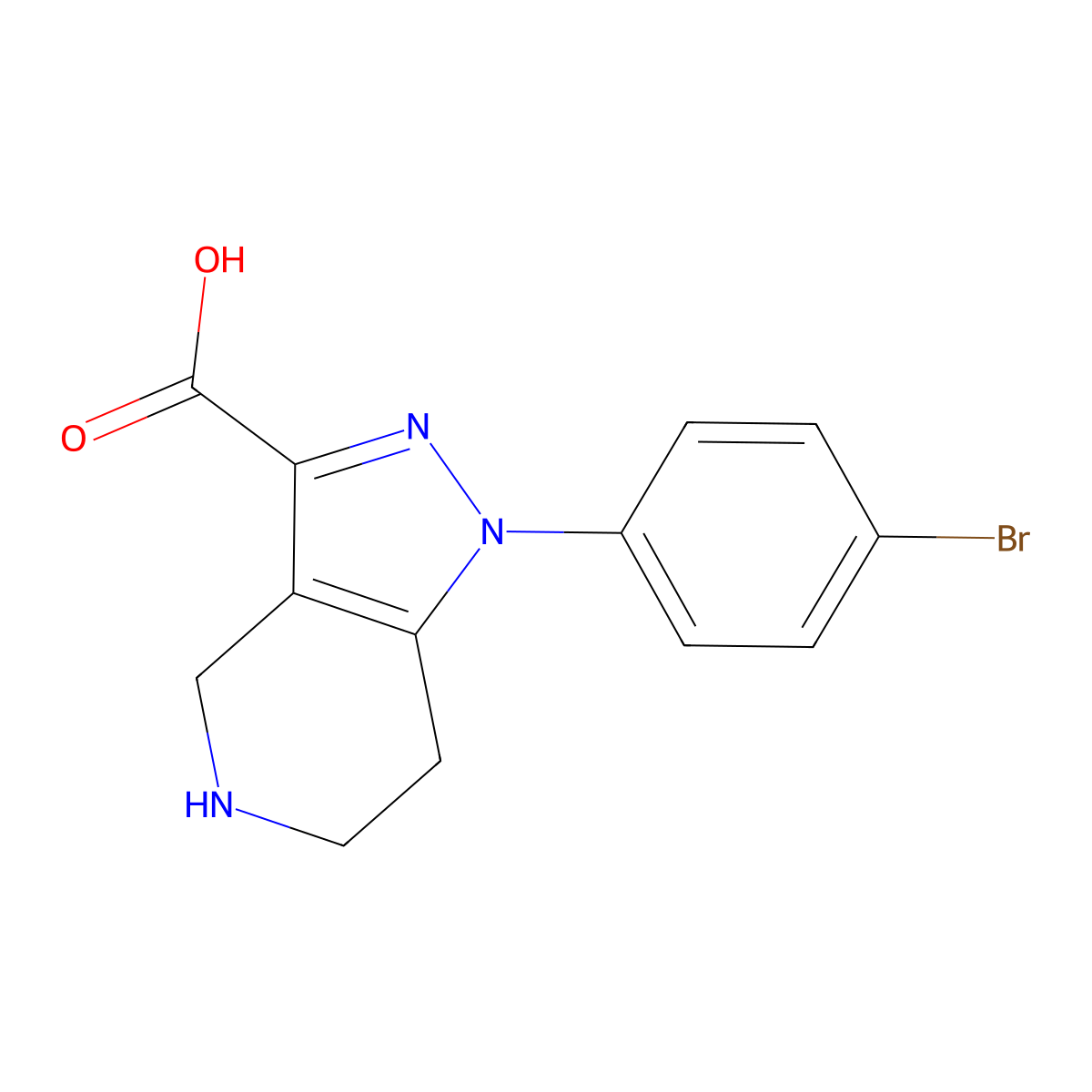 1-(4-bromophenyl)-1H,4H,5H,6H,7H-pyrazolo[4,3-c]pyridine-3-carboxylic acid molecular structure, CAS 1367755-36-9