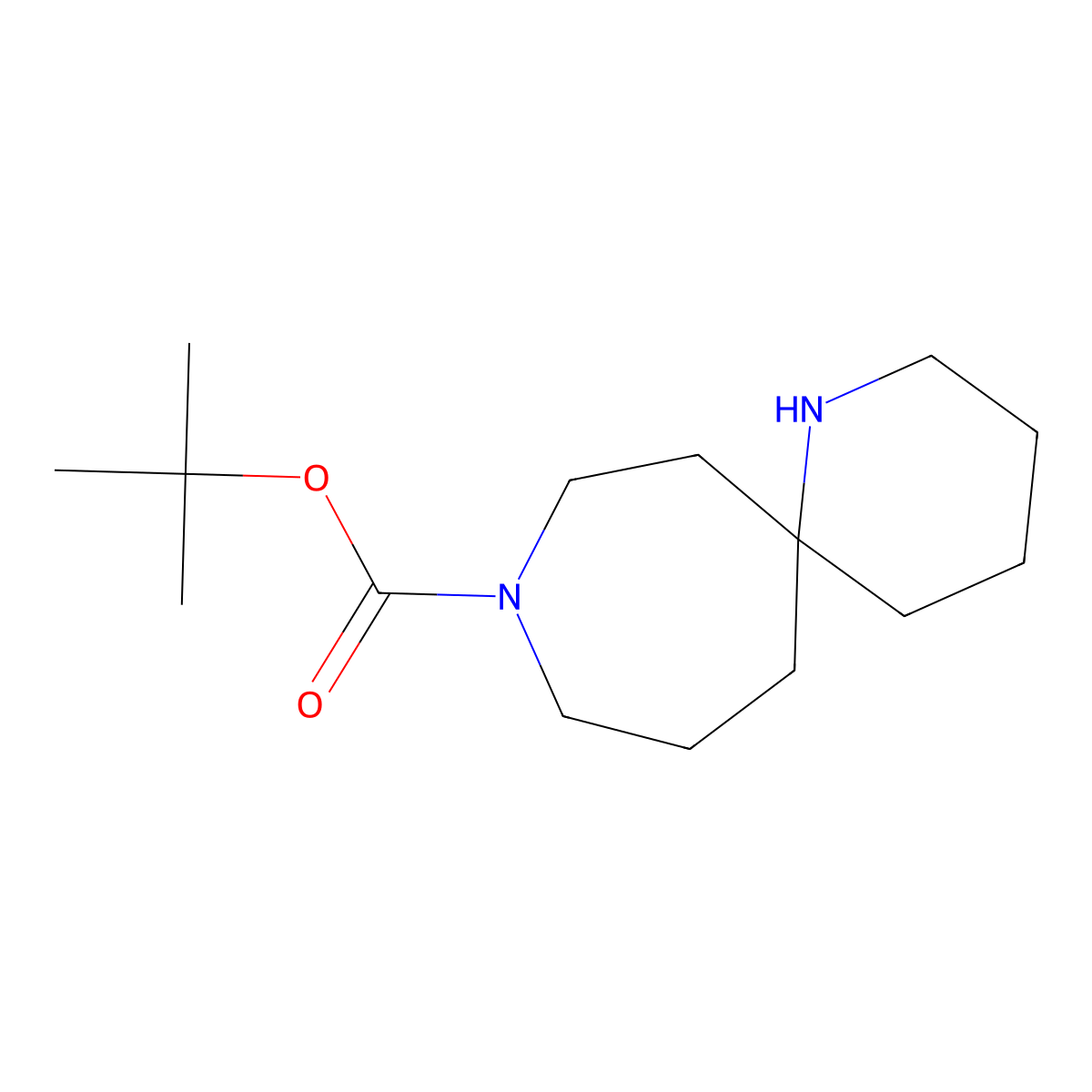 Tert-butyl 1,9-diazaspiro[5.6]dodecane-9-carboxylate molecular structure, CAS 1367773-10-1