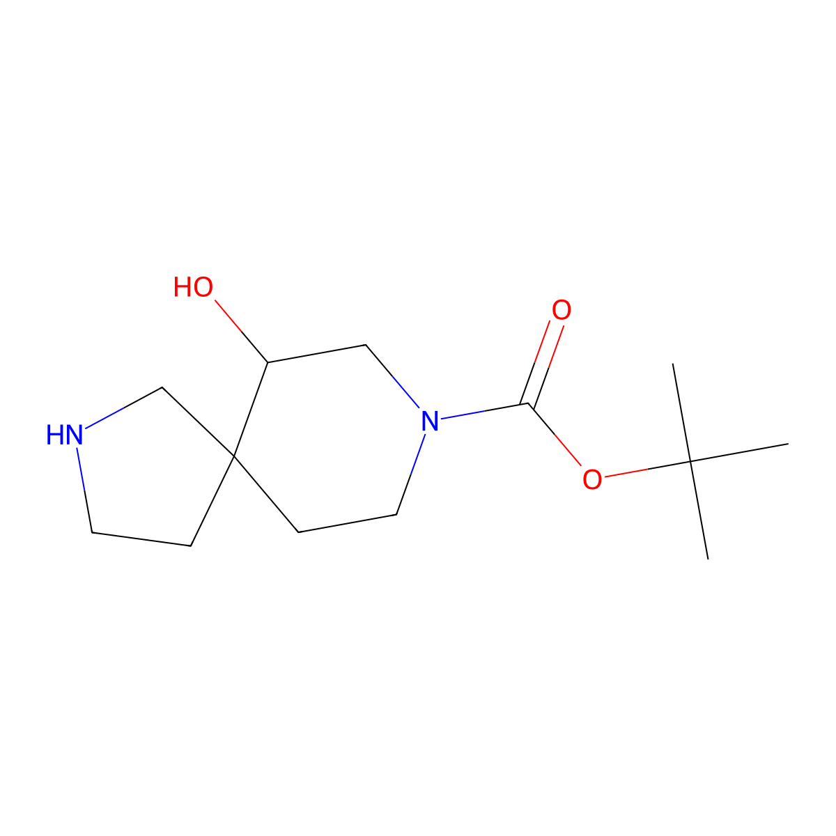 tert-Butyl 6-hydroxy-2,8-diazaspiro[4.5]decane-8-carboxylate molecular structure, CAS 1367774-49-9