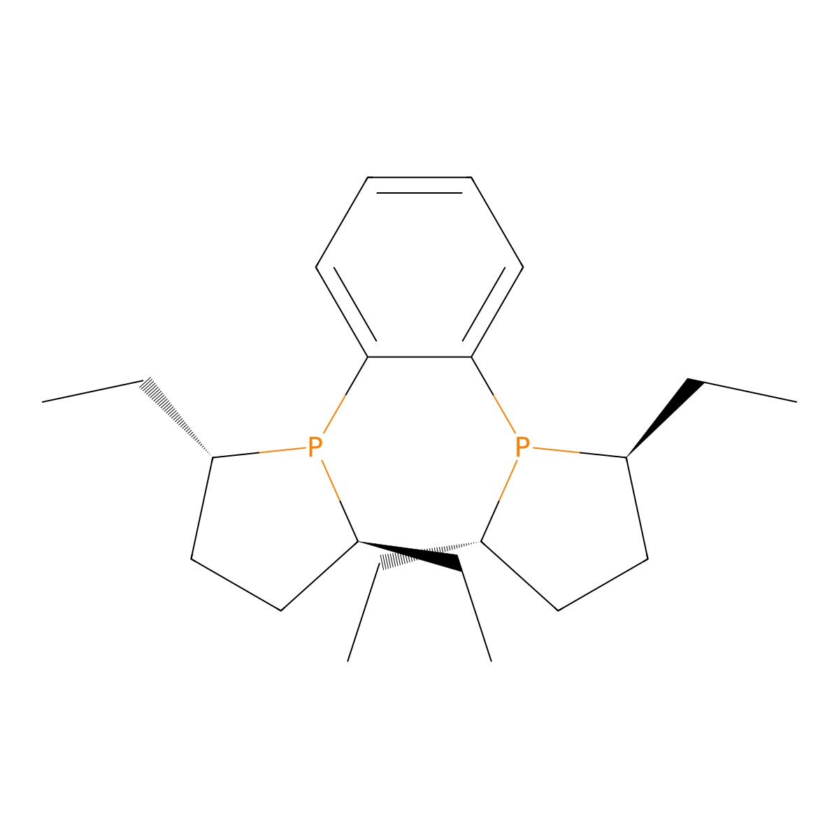 1,2-Bis((2S,5S)-2,5-diethylphospholan-1-yl)benzene , (S,S)-Et-DUPHOS molecular structure, CAS 136779-28-7