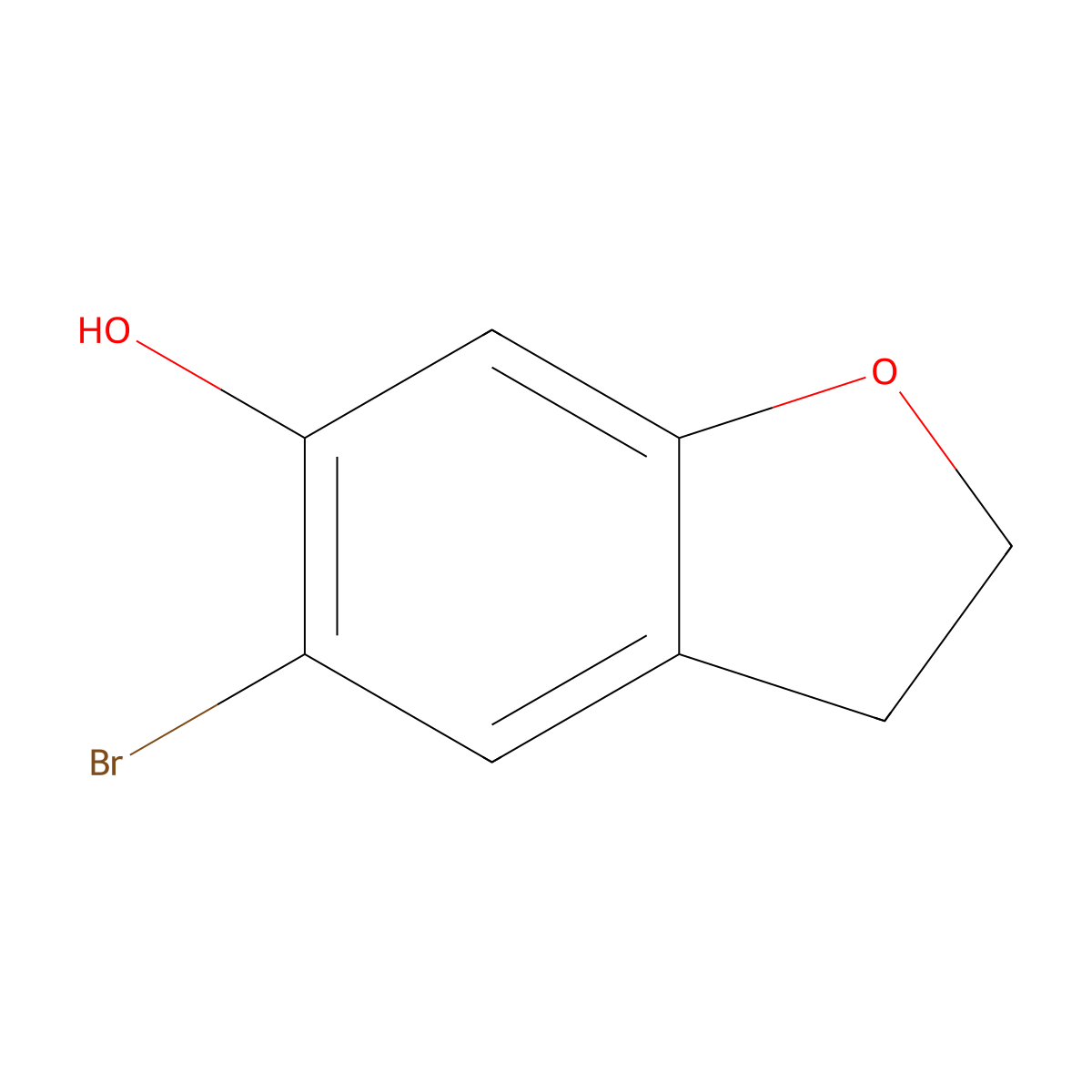 5-Bromo-2,3-dihydro-1-benzofuran-6-ol molecular structure, CAS 1367797-28-1