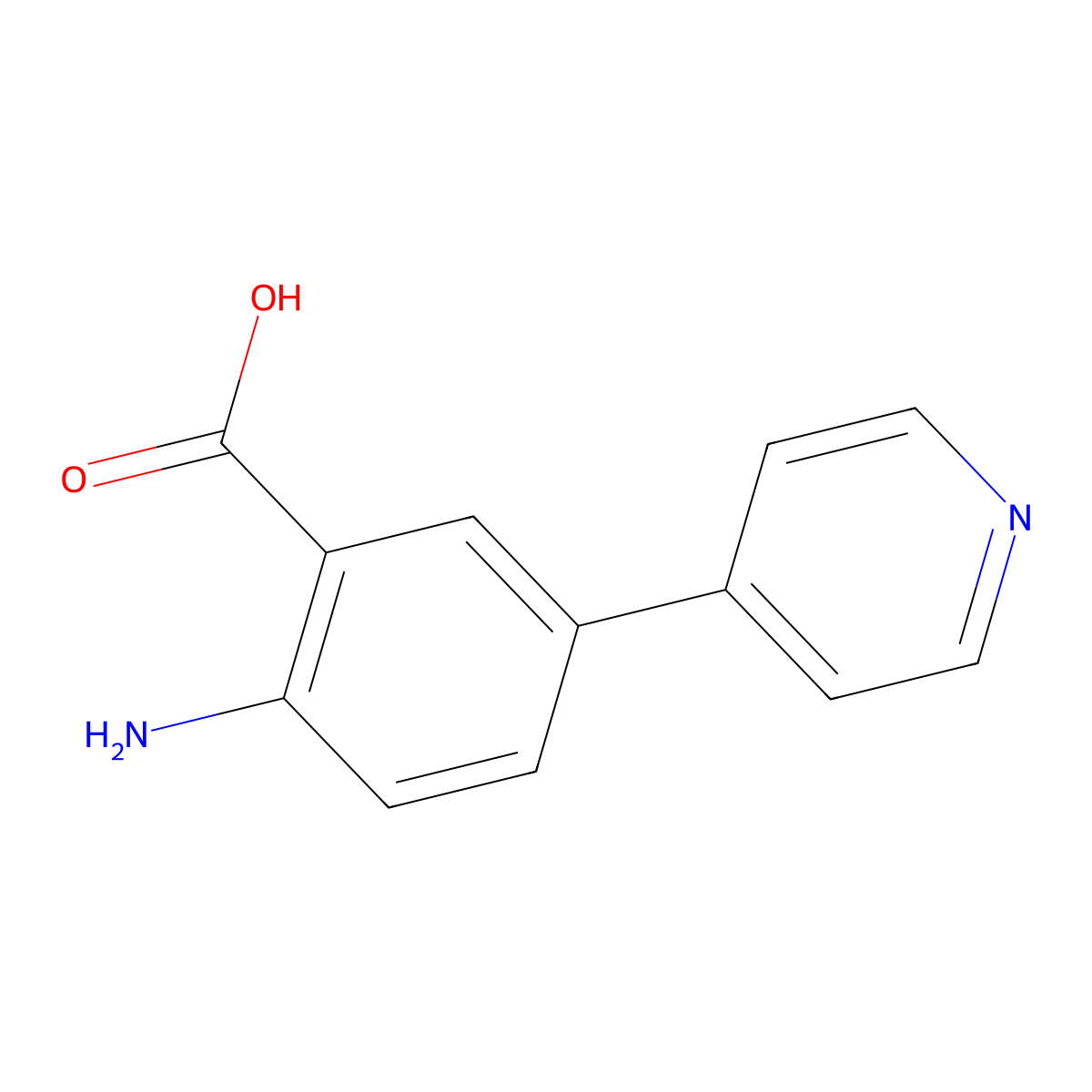 2-Amino-5-(pyridin-4-yl)benzoic acid molecular structure, CAS 1367803-68-6