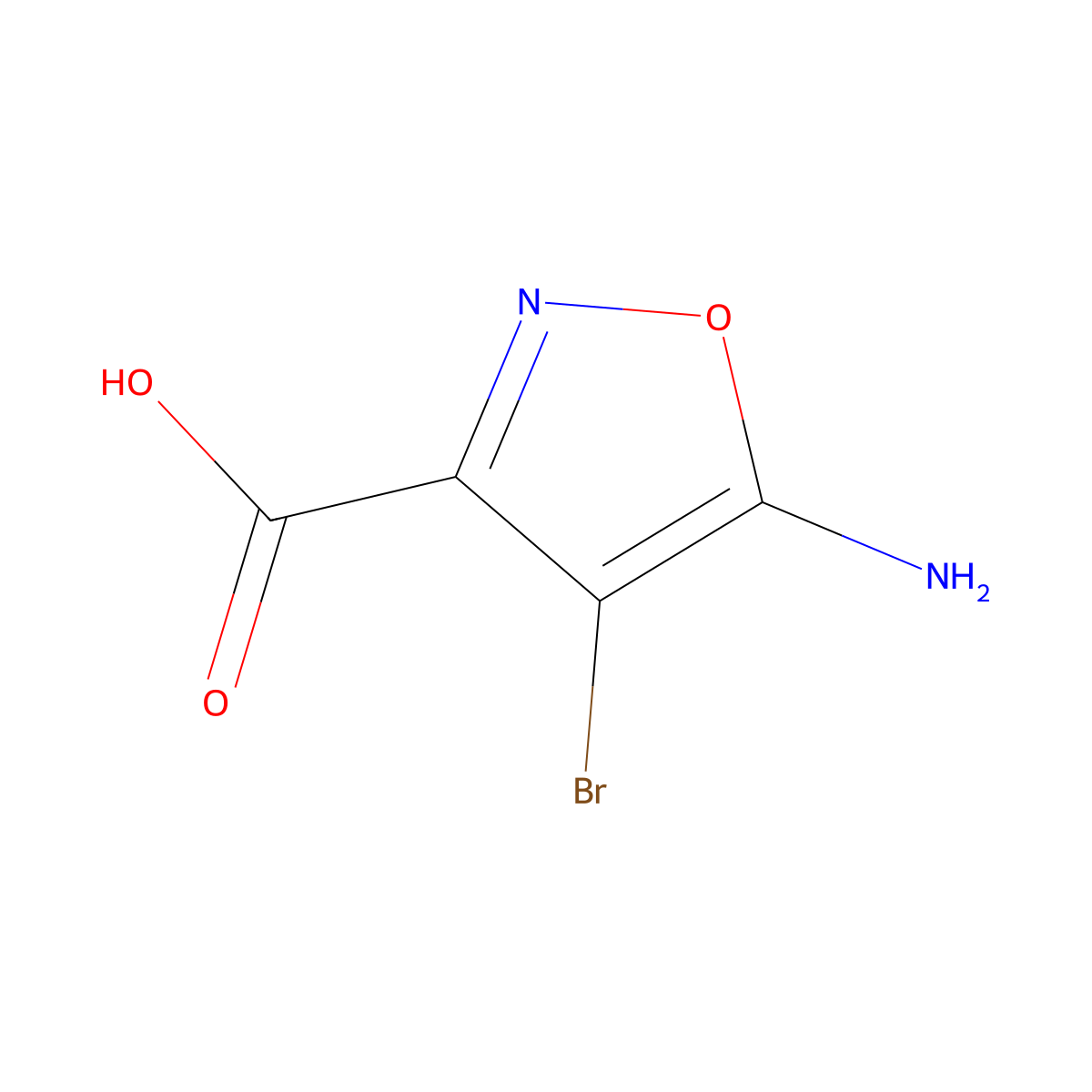 5-Amino-4-bromo-1,2-oxazole-3-carboxylic acid molecular structure, CAS 1367810-31-8