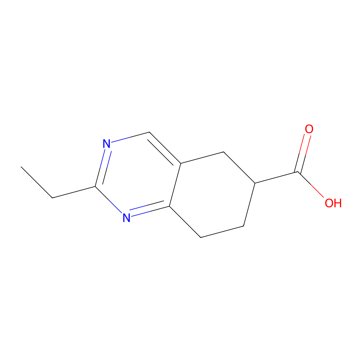 2-Ethyl-5,6,7,8-tetrahydroquinazoline-6-carboxylic acid molecular structure, CAS 1367810-58-9
