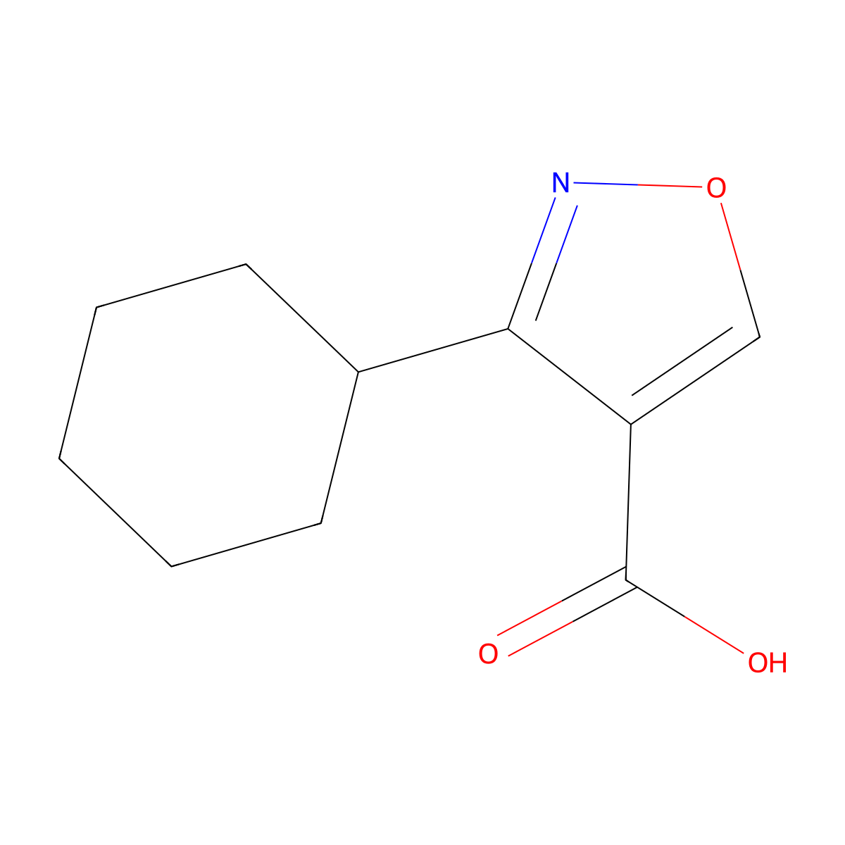 3-Cyclohexyl-1,2-oxazole-4-carboxylic acid molecular structure, CAS 1367828-86-1