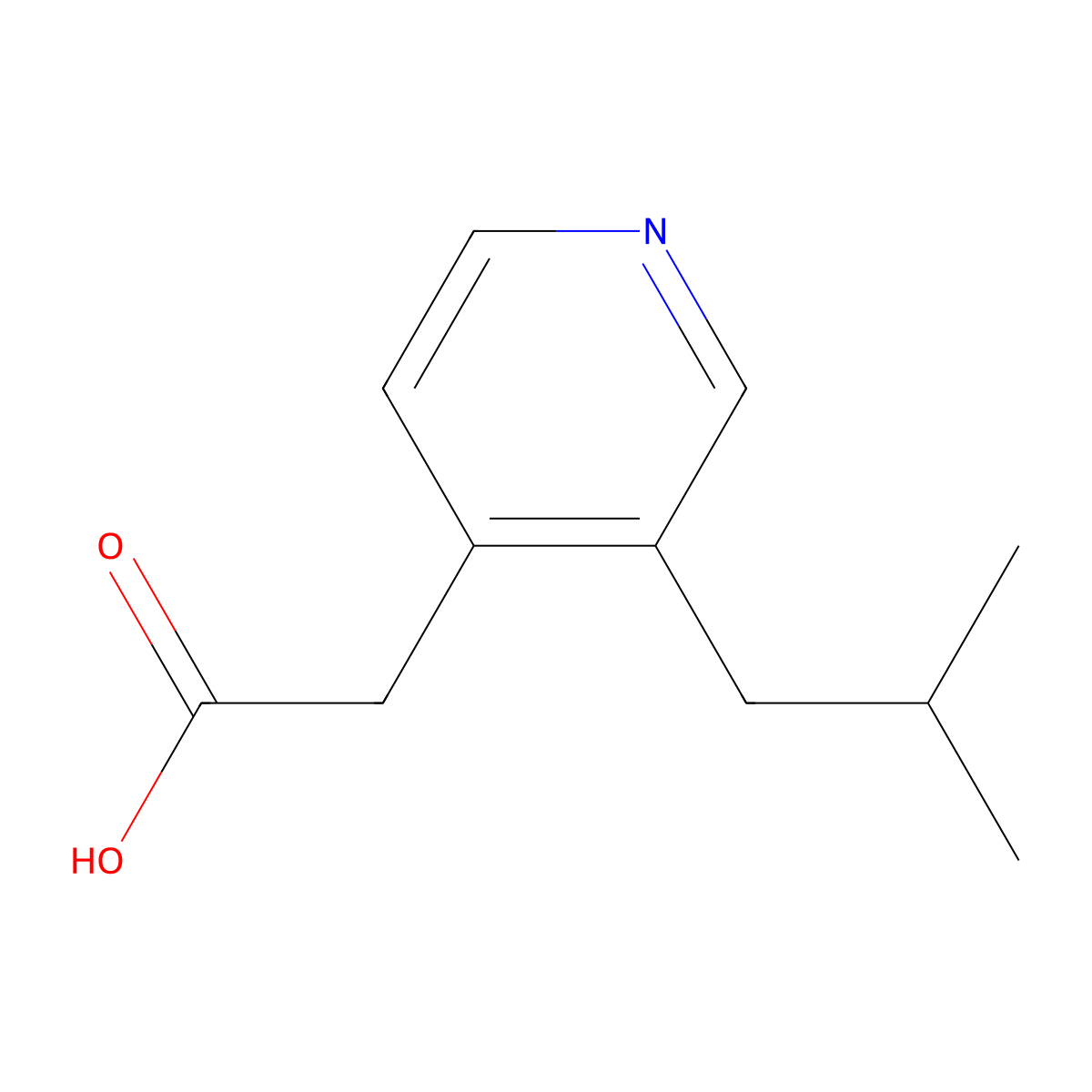 2-[3-(2-Methylpropyl)pyridin-4-yl]acetic acid molecular structure, CAS 1367843-90-0