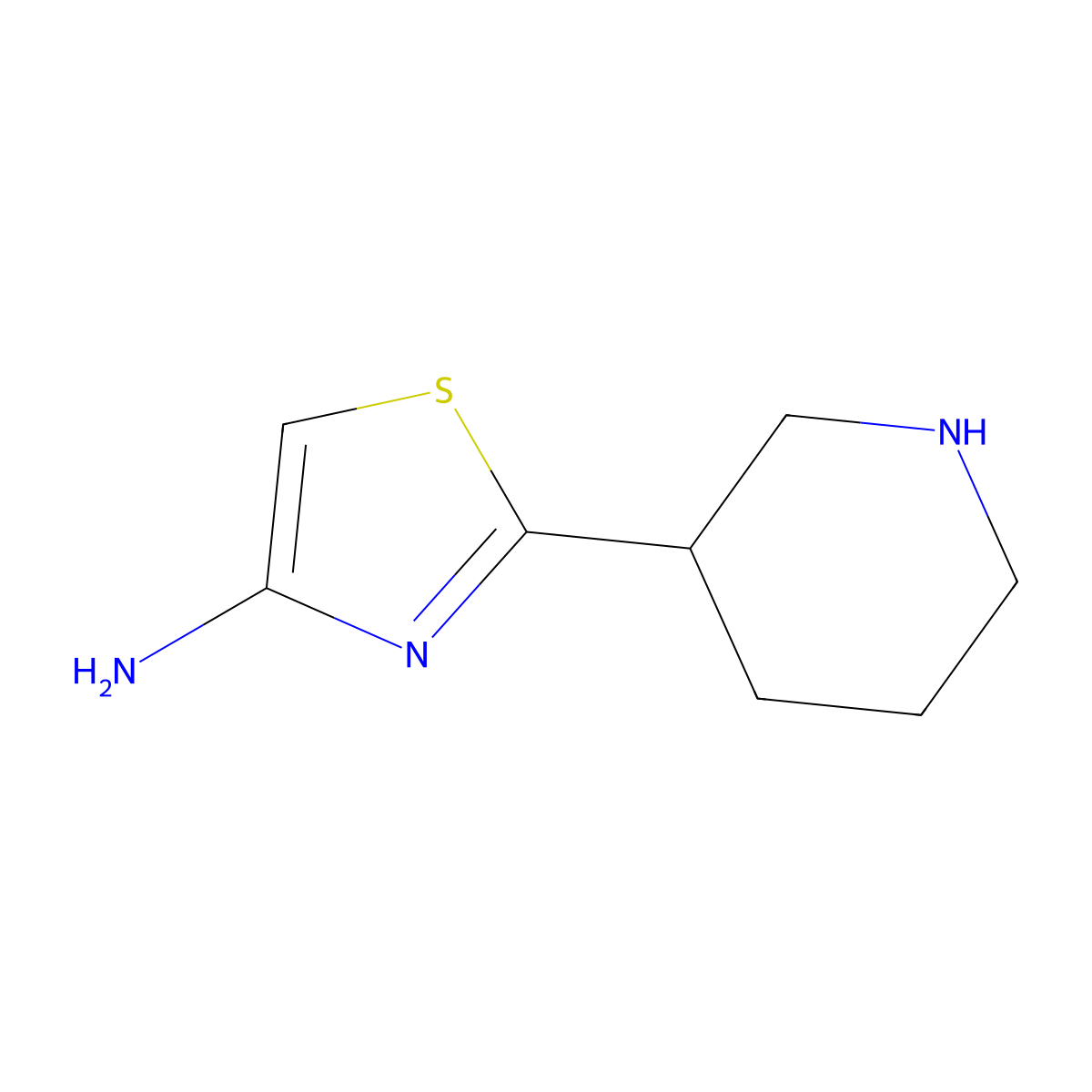 2-(Piperidin-3-yl)-1,3-thiazol-4-amine molecular structure, CAS 1367847-90-2