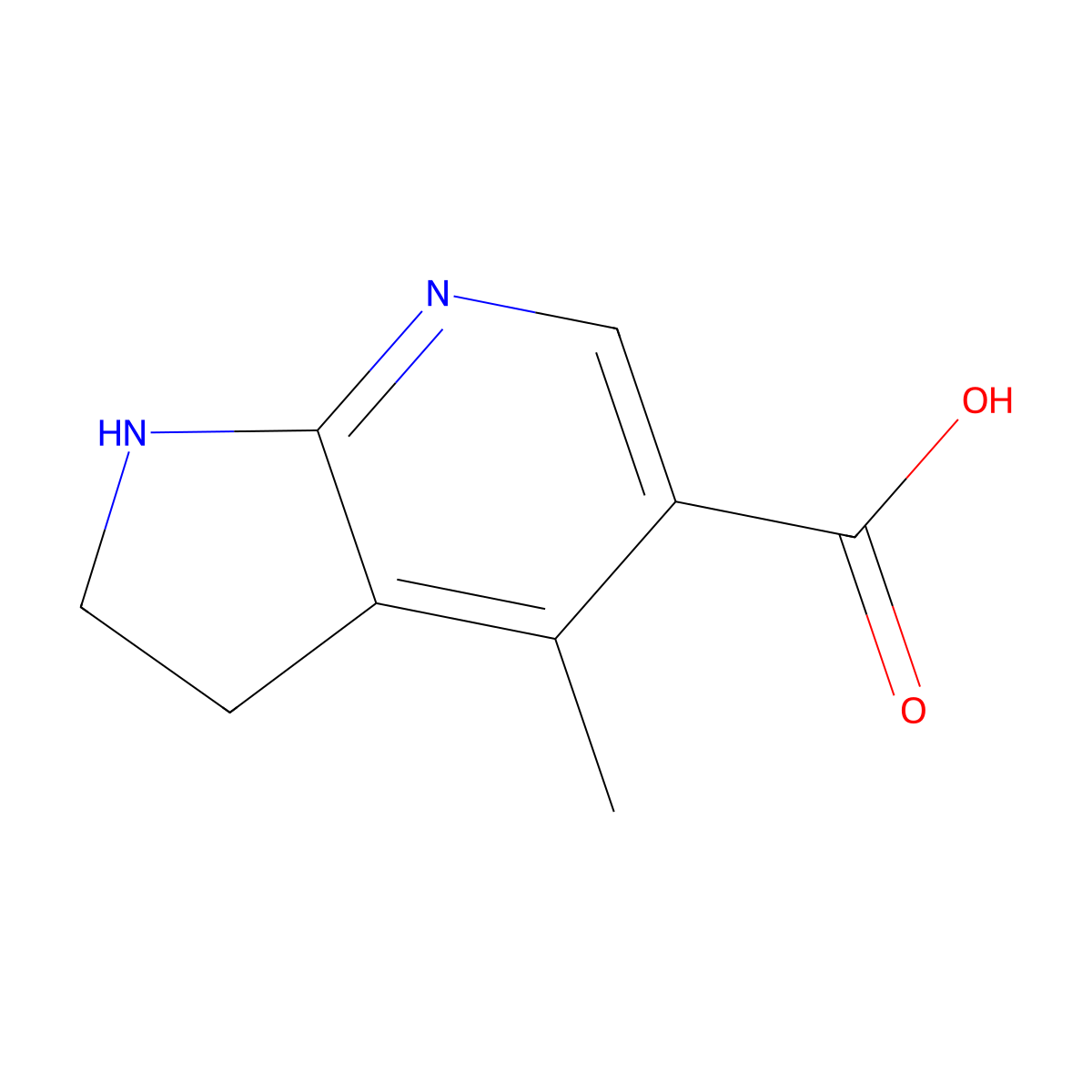 4-methyl-1H,2H,3H-pyrrolo[2,3-b]pyridine-5-carboxylic acid molecular structure, CAS 1367864-20-7