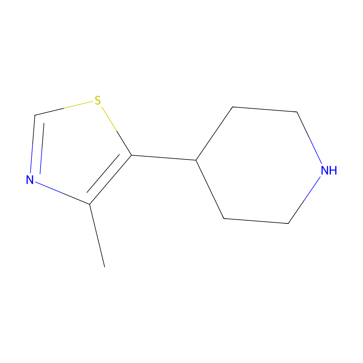 4-(4-Methyl-1,3-thiazol-5-yl)piperidine molecular structure, CAS 1367864-64-9