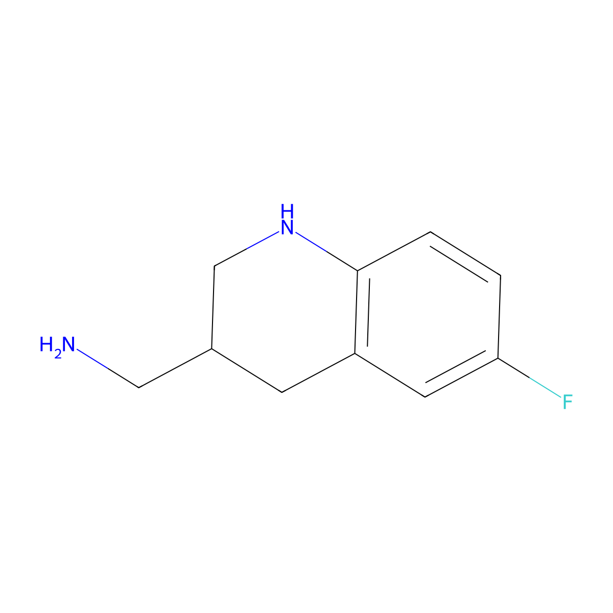 (6-Fluoro-1,2,3,4-tetrahydroquinolin-3-yl)methanamine molecular structure, CAS 1367864-72-9