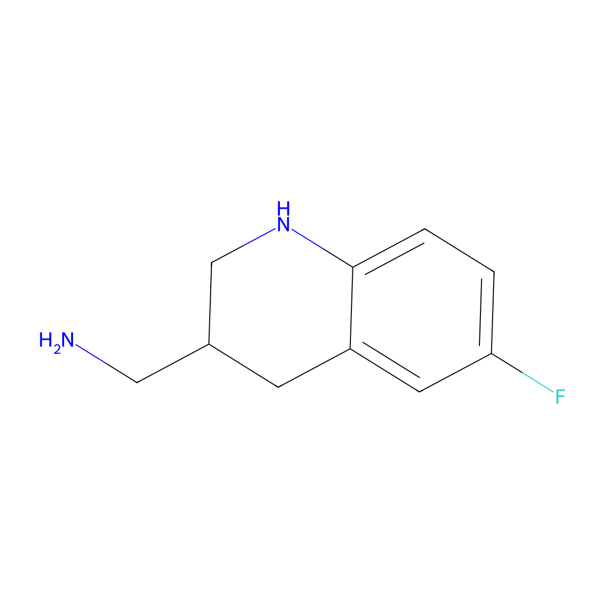 (6-Fluoro-1,2,3,4-tetrahydroquinolin-3-yl)methanamine molecular structure, CAS 1367864-72-9