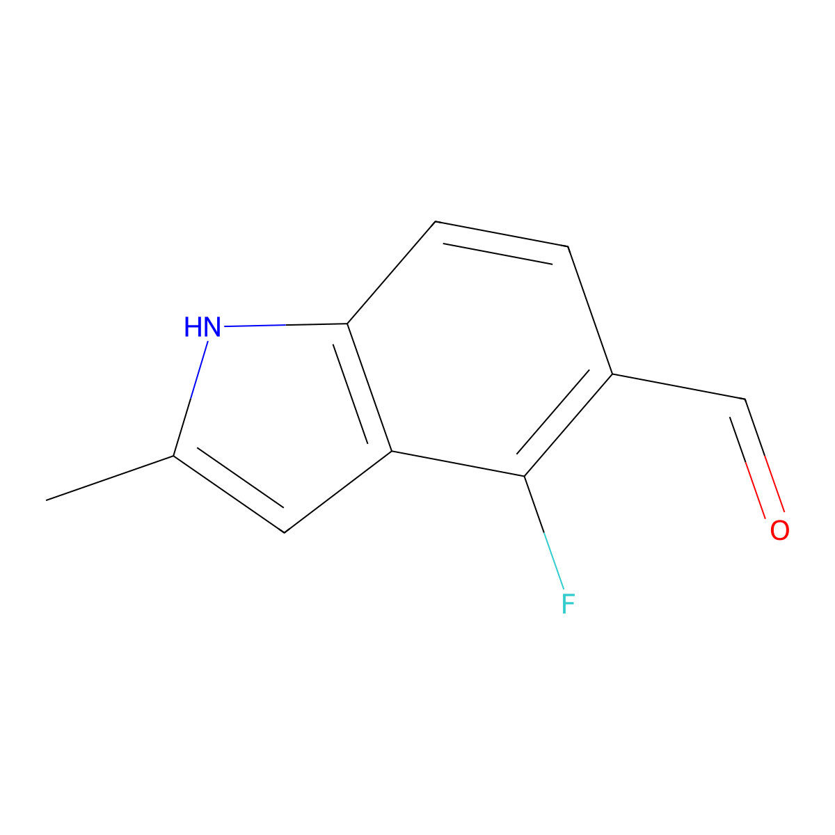 4-fluoro-2-methyl-1H-indole-5-carbaldehyde molecular structure, CAS 1367866-83-8