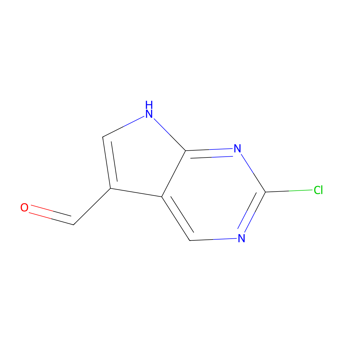2-Chloro-7H-pyrrolo[2,3-d]pyrimidine-5-carbaldehyde molecular structure, CAS 1367868-00-5