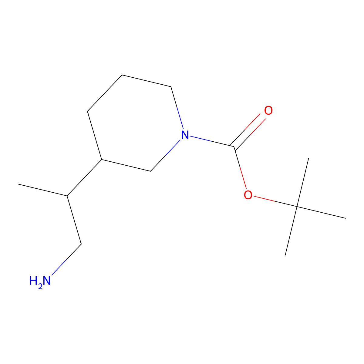 Tert-butyl 3-(1-aminopropan-2-yl)piperidine-1-carboxylate molecular structure, CAS 1367870-44-7