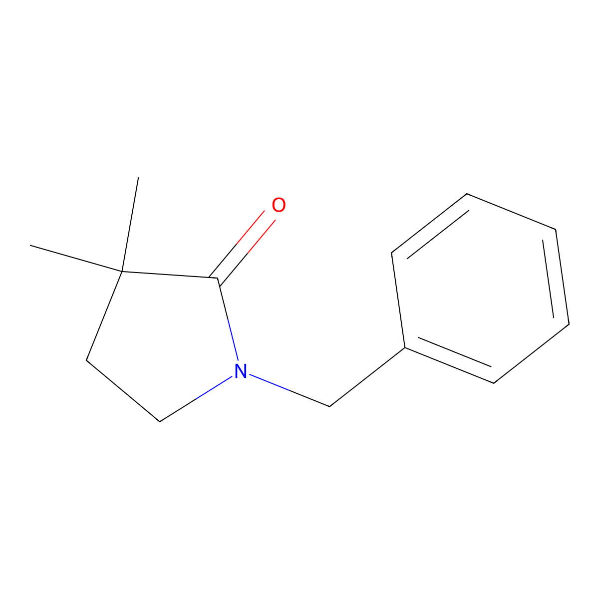 1-Benzyl-3,3-dimethylpyrrolidin-2-one molecular structure, CAS 136788-11-9
