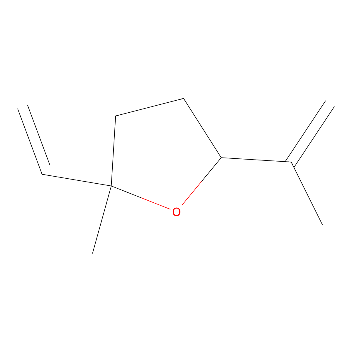 Tetrahydro-5-isopropenyl-2-methyl-2-vinylfuran molecular structure, CAS 13679-86-2