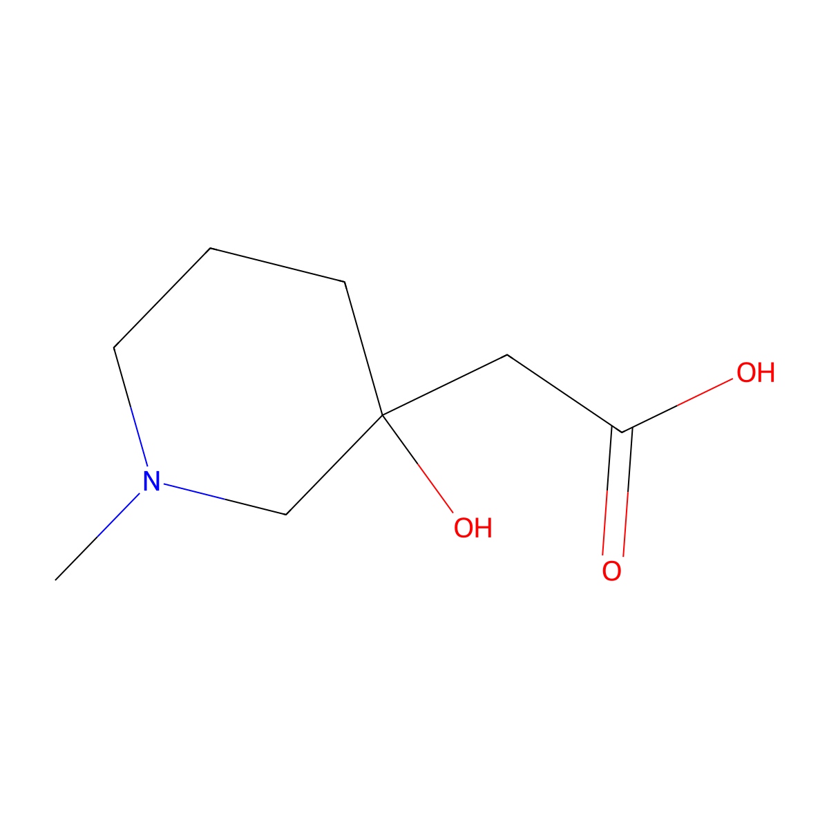 2-(3-Hydroxy-1-methylpiperidin-3-yl)acetic acid molecular structure, CAS 1367913-49-2
