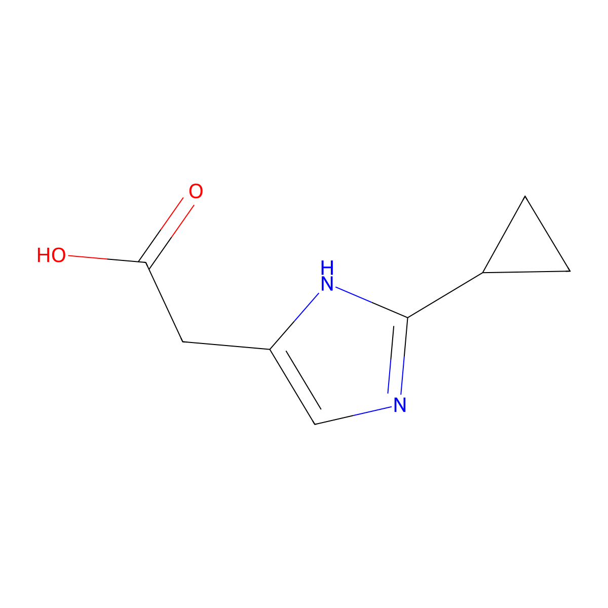 2-(2-cyclopropyl-1H-imidazol-4-yl)acetic acid molecular structure, CAS 1367914-74-6