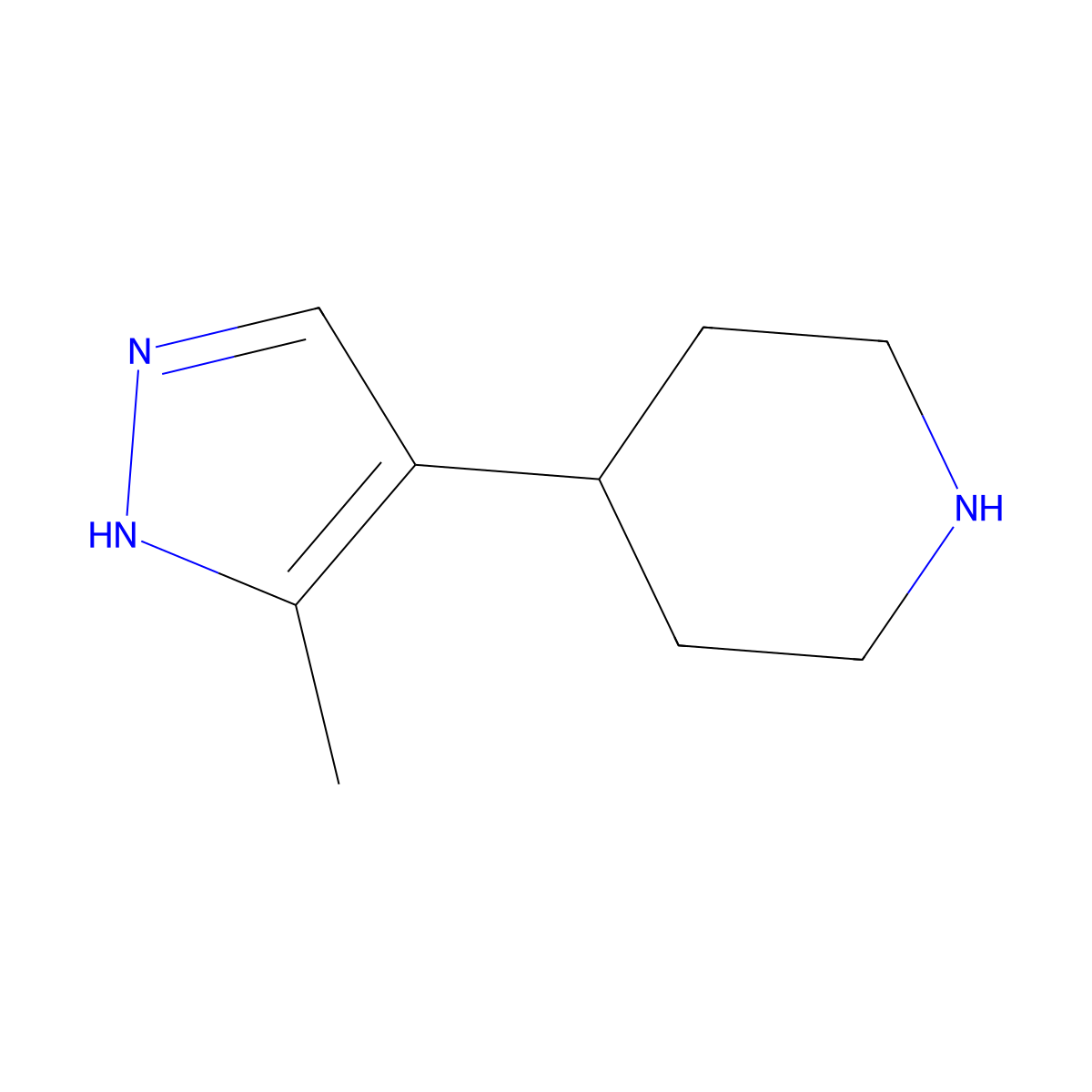 4-(3-methyl-1H-pyrazol-4-yl)piperidine molecular structure, CAS 1367915-64-7