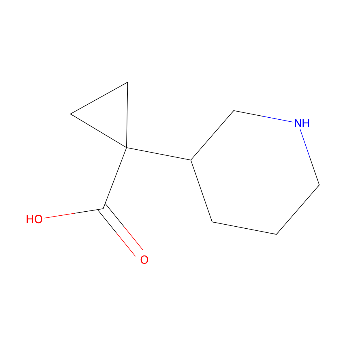1-(Piperidin-3-yl)cyclopropane-1-carboxylic acid molecular structure, CAS 1367917-48-3