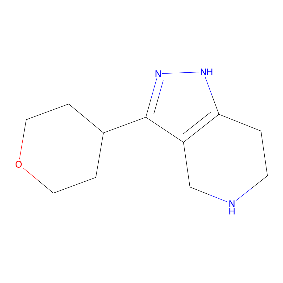 3-(oxan-4-yl)-2H,4H,5H,6H,7H-pyrazolo[4,3-c]pyridine molecular structure, CAS 1367919-86-5