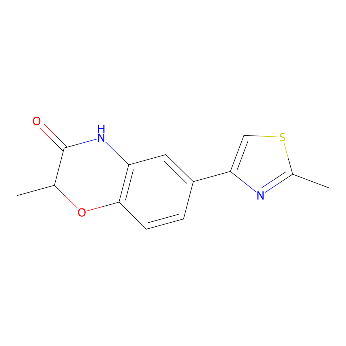 2-methyl-6-(2-methyl-1,3-thiazol-4-yl)-3,4-dihydro-2H-1,4-benzoxazin-3-one molecular structure, CAS 1367926-30-4