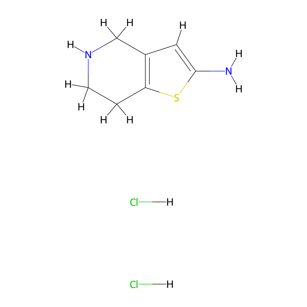 4,5,6,7-Tetrahydrothieno[3,2-C]pyridin-2-amine 2hcl molecular structure, CAS 1367932-22-6