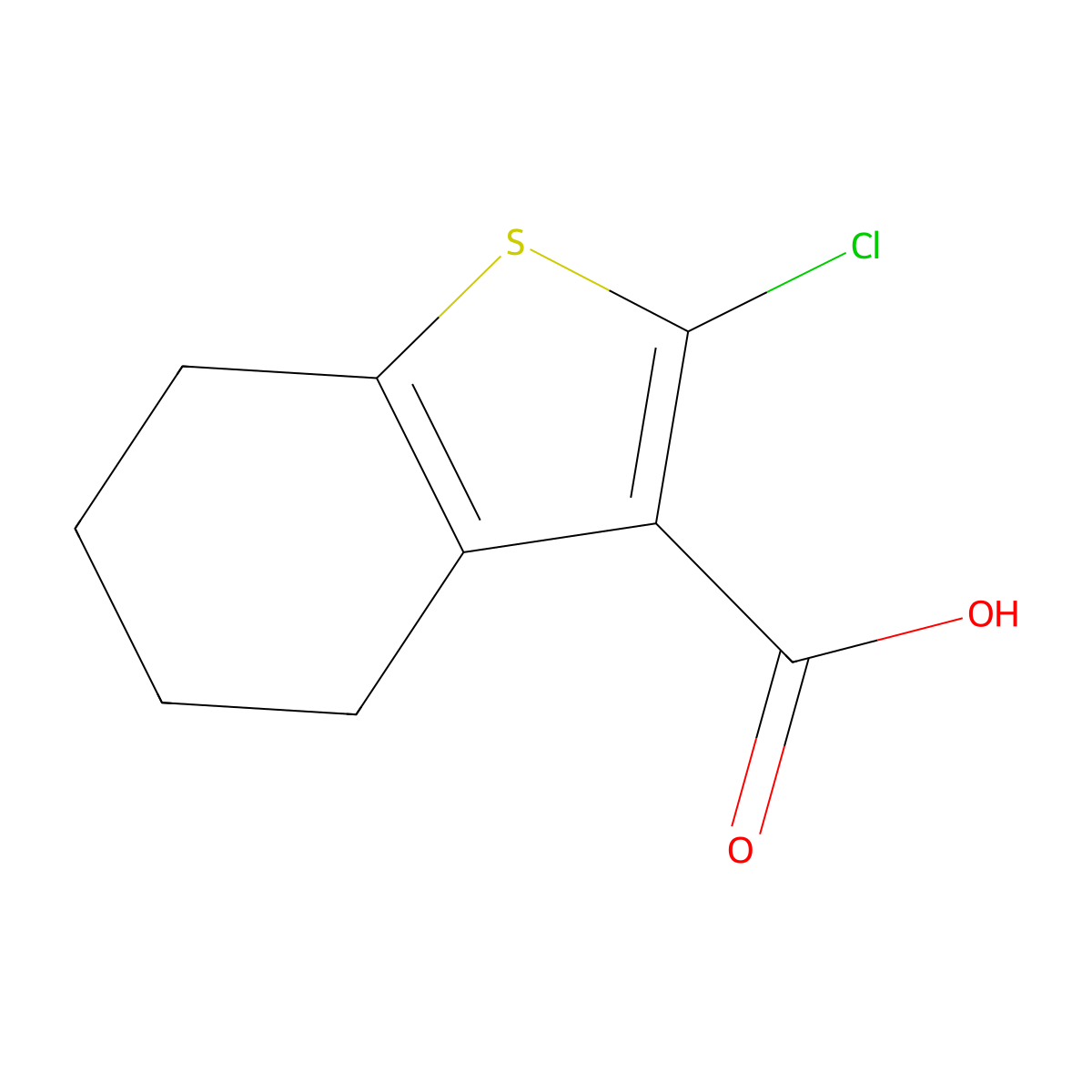 2-Chloro-4,5,6,7-tetrahydro-1-benzothiophene-3-carboxylic acid molecular structure, CAS 1367932-33-9