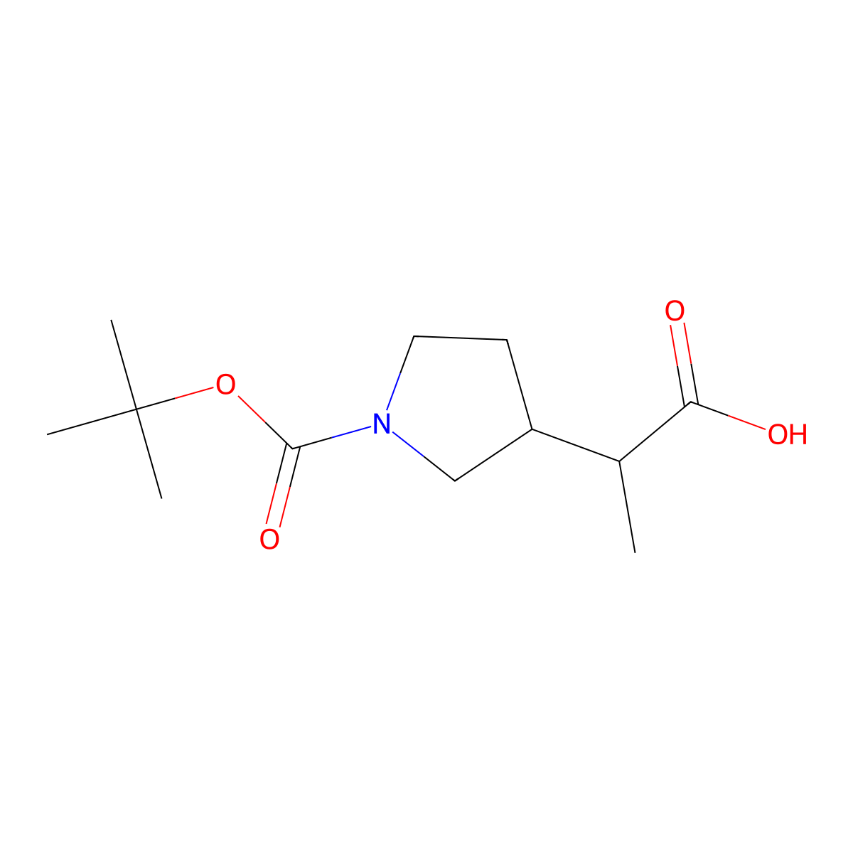 2-(1-[(Tert-butoxy)carbonyl]pyrrolidin-3-YL)propanoic acid molecular structure, CAS 1367932-46-4
