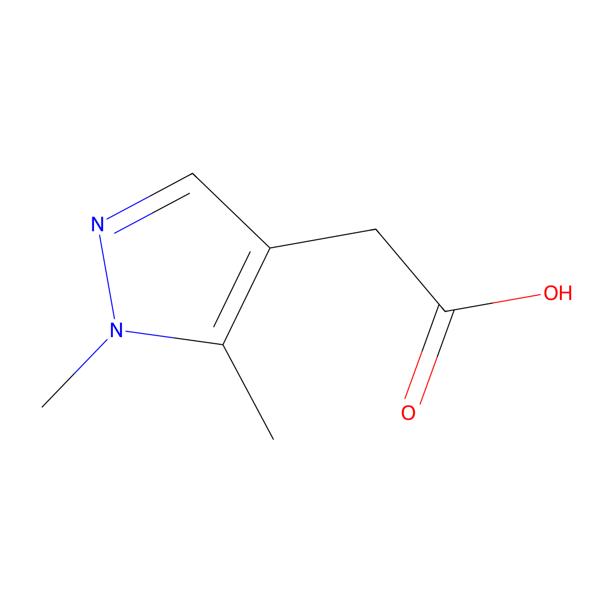 2-(1,5-dimethyl-1H-pyrazol-4-yl)acetic acid molecular structure, CAS 1367932-80-6