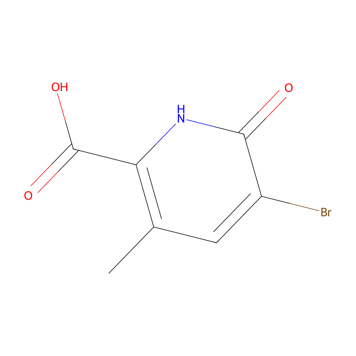 5-Bromo-3-methyl-6-oxo-1,6-dihydropyridine-2-carboxylic acid molecular structure, CAS 1367939-53-4