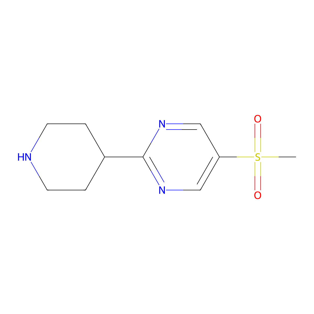 5-Methanesulfonyl-2-(piperidin-4-yl)pyrimidine molecular structure, CAS 1367942-23-1