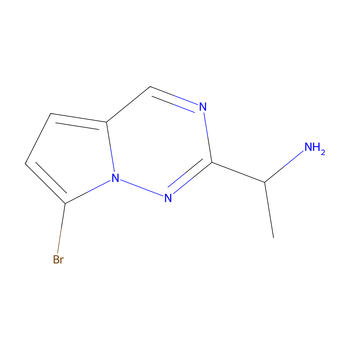 1-{7-Bromopyrrolo[2,1-f][1,2,4]triazin-2-yl}ethan-1-amine molecular structure, CAS 1367942-44-6