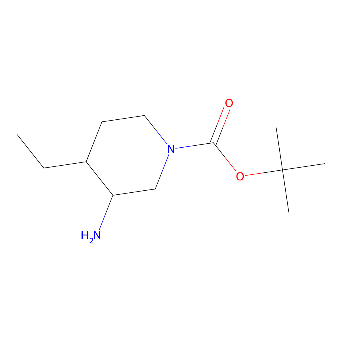 tert-Butyl 3-amino-4-ethylpiperidine-1-carboxylate molecular structure, CAS 1367943-76-7