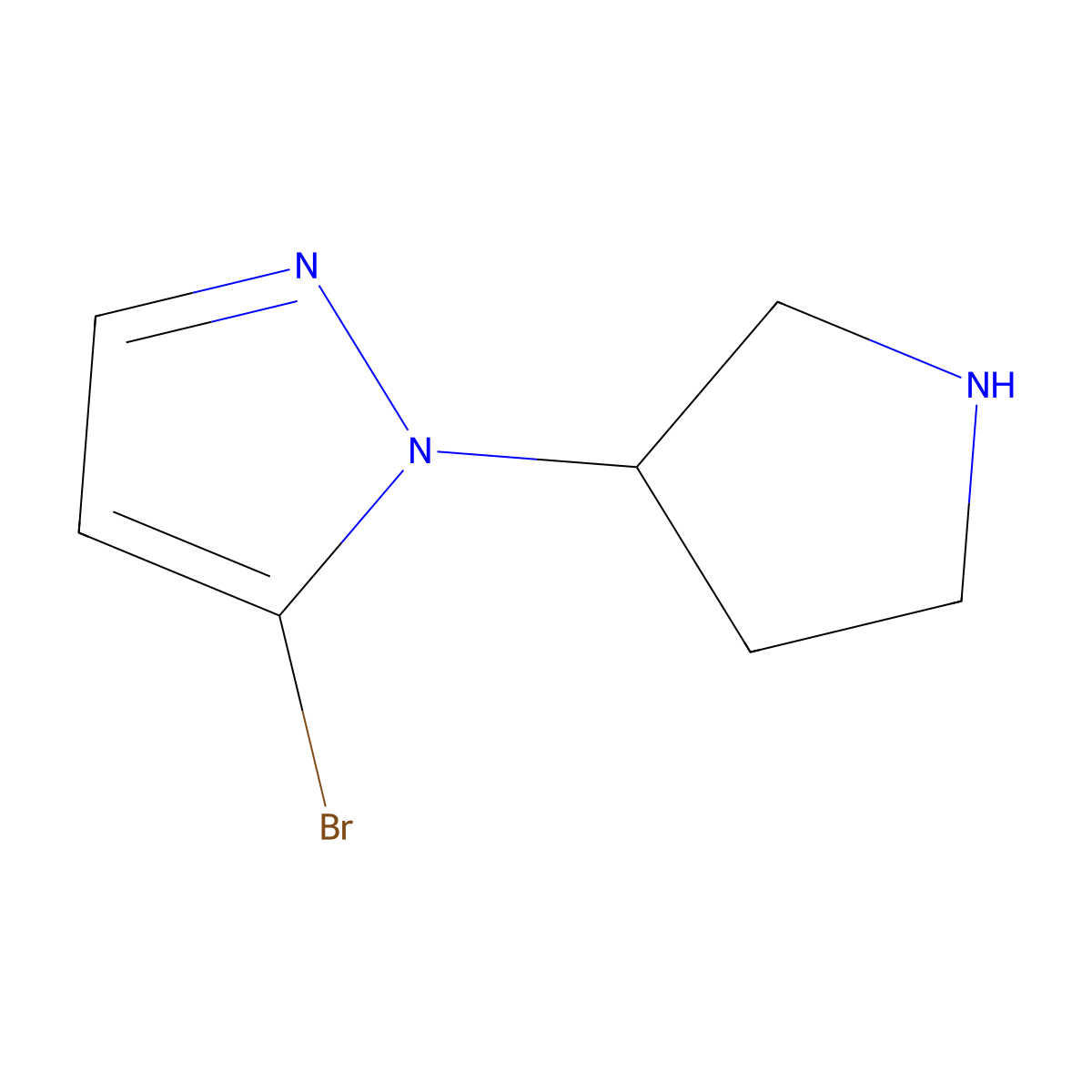 5-bromo-1-(pyrrolidin-3-yl)-1H-pyrazole molecular structure, CAS 1367947-58-7