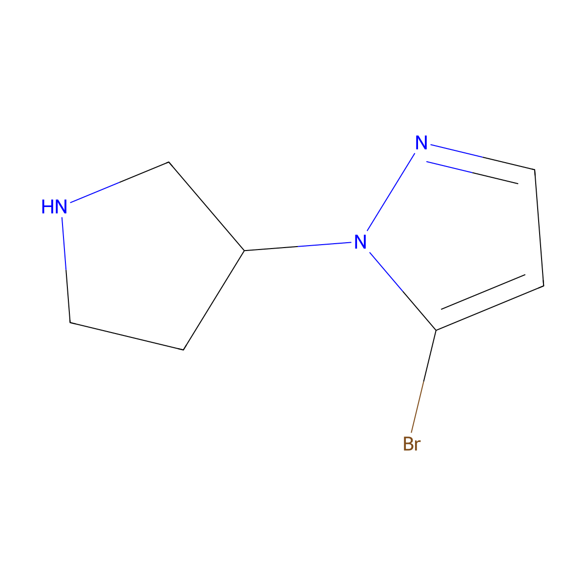 5-bromo-1-(pyrrolidin-3-yl)-1H-pyrazole molecular structure, CAS 1367947-58-7
