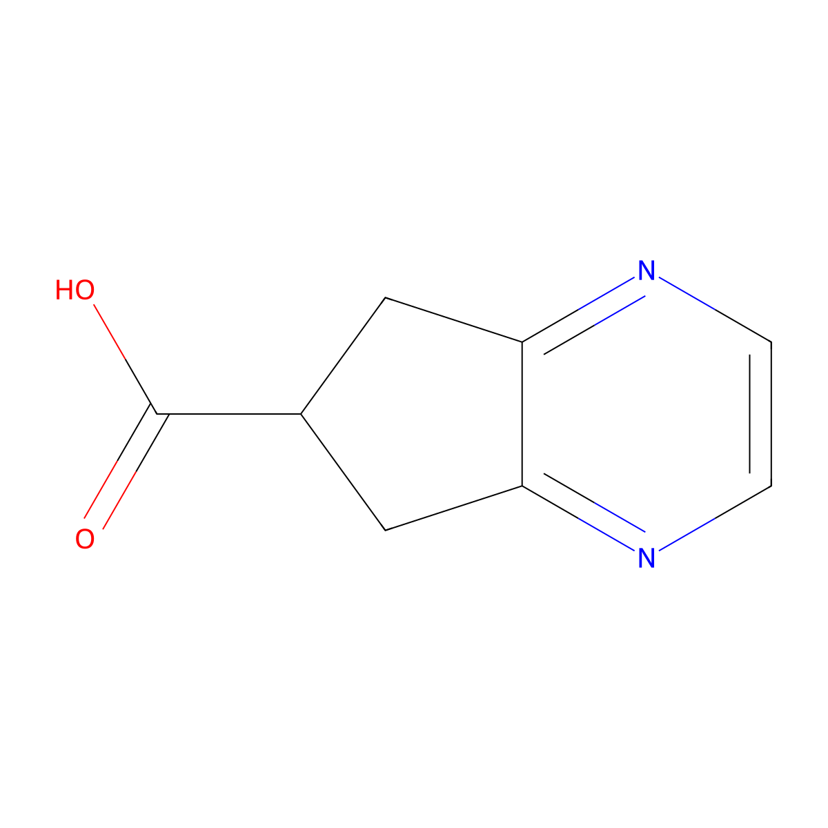 5H,6H,7H-cyclopenta[b]pyrazine-6-carboxylic acid molecular structure, CAS 1367948-67-1