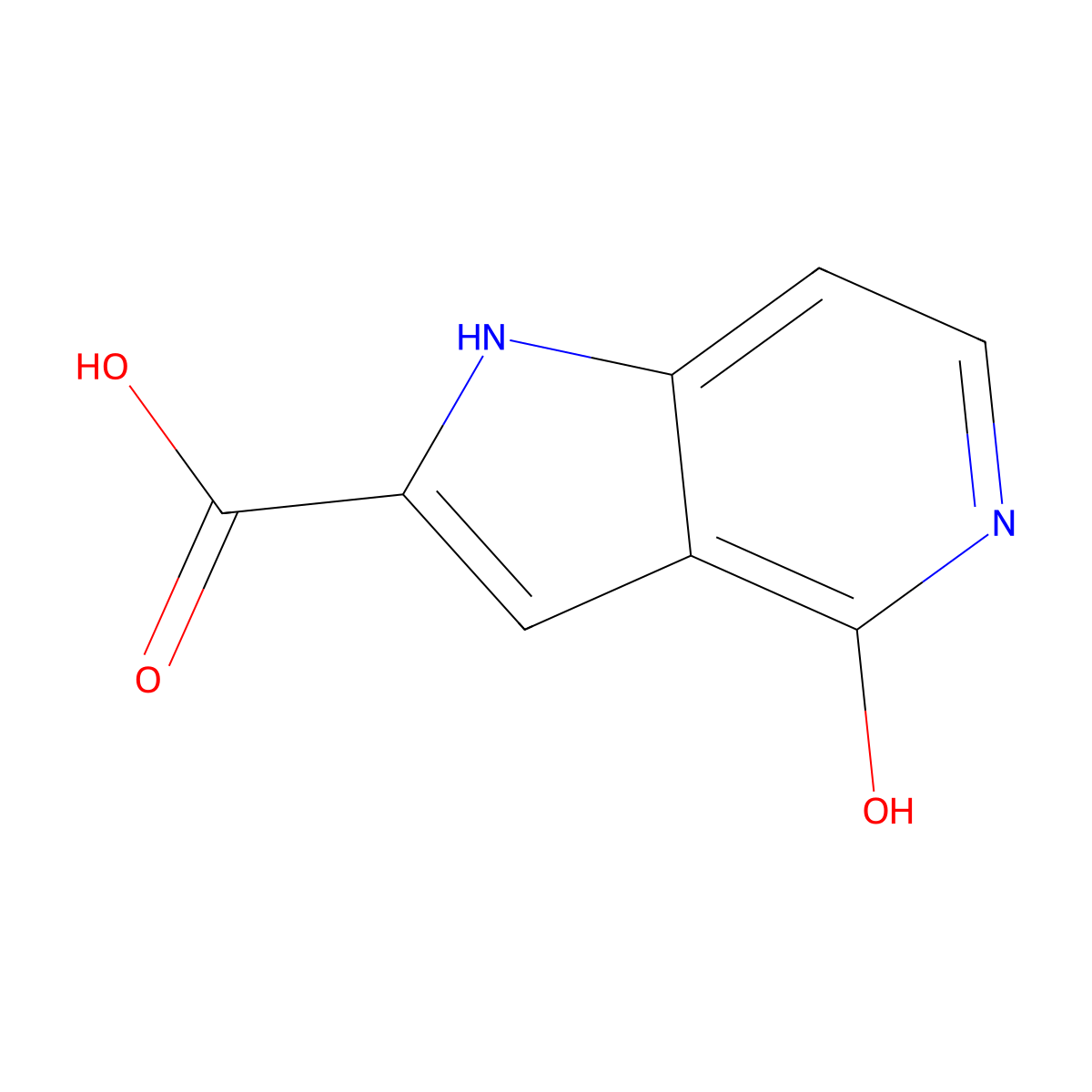 4-hydroxy-1H-pyrrolo(3,2-c)pyridine-2-carboxylic acid molecular structure, CAS 1367948-85-3