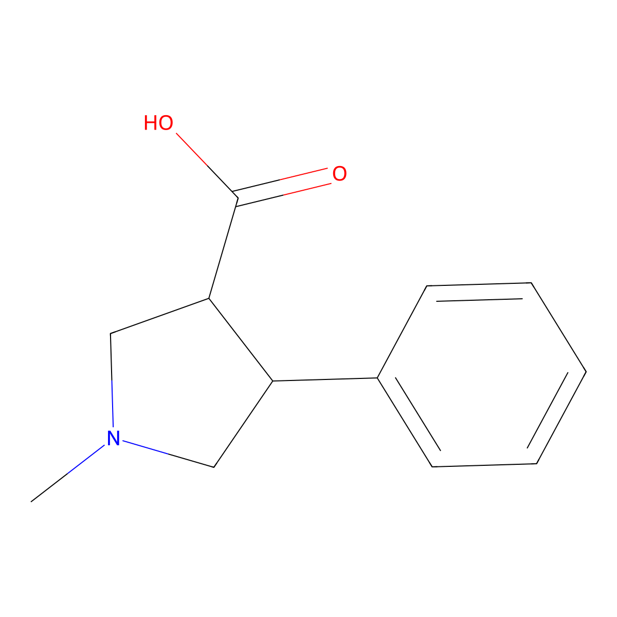 1-Methyl-4-phenylpyrrolidine-3-carboxylic acid molecular structure, CAS 1367951-53-8