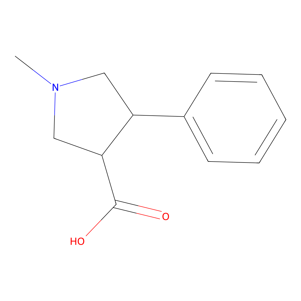 1-Methyl-4-phenylpyrrolidine-3-carboxylic acid molecular structure, CAS 1367951-53-8