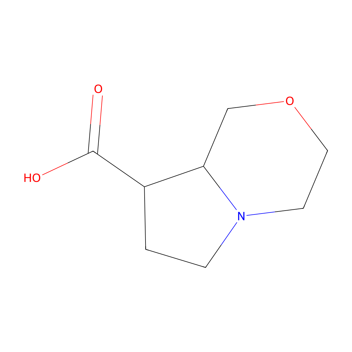 Hexahydro-1H-pyrrolo[2,1-c][1,4]oxazine-8-carboxylic acid molecular structure, CAS 1367953-09-0