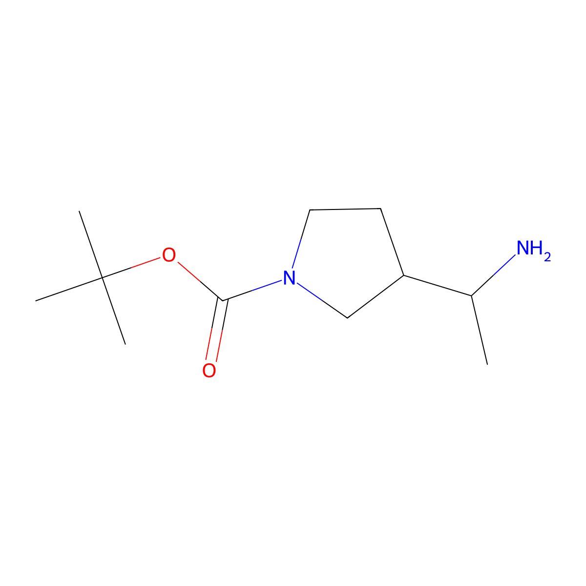Tert-butyl 3-(1-aminoethyl)pyrrolidine-1-carboxylate molecular structure, CAS 1367954-38-8