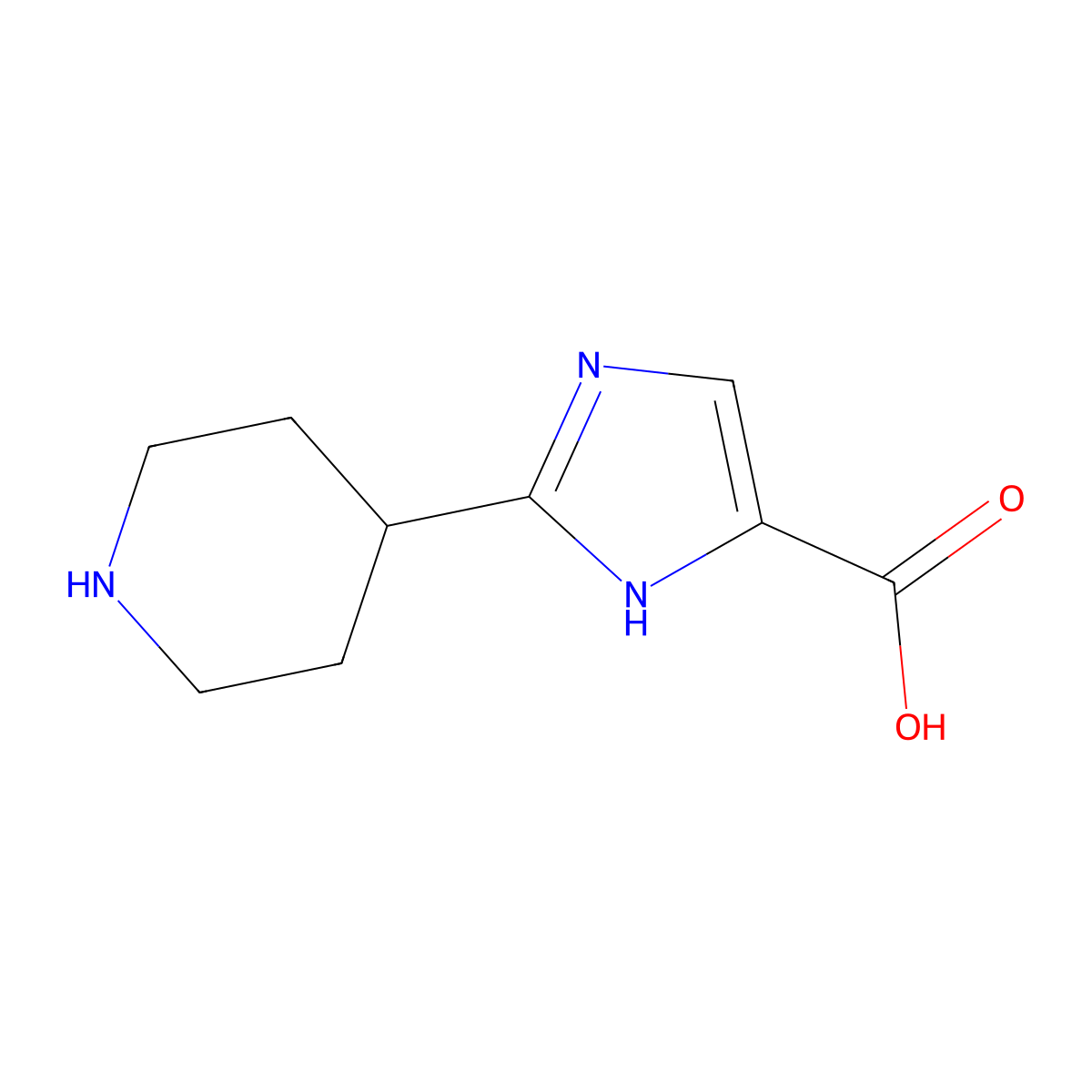 2-(piperidin-4-yl)-1H-imidazole-5-carboxylic acid molecular structure, CAS 1367956-56-6
